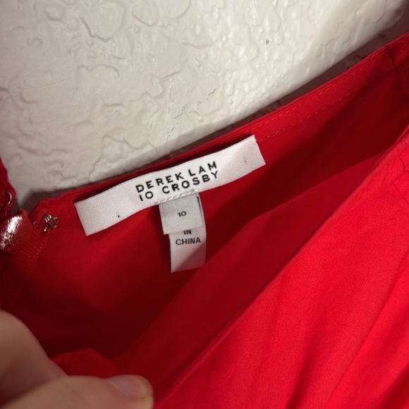 Derek Lam 10 Crosby Red Poppy VNeck Flare Size 10 Holiday Valentines Bright - Picture 5 of 9